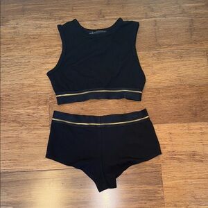 Black and Gold Women's shorts Set